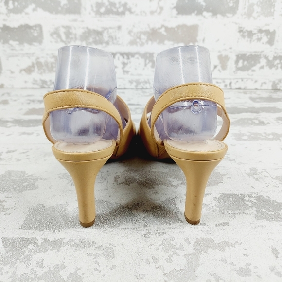 Calvin Klein Larin Leather Pointed Toe Tan Heeled Sandals O407 - Picture 6 of 16